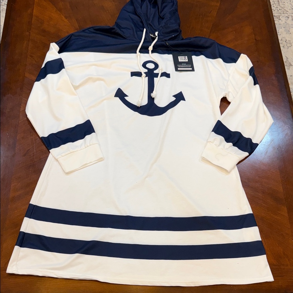 Nautical‎ Navy and White Midi Dress